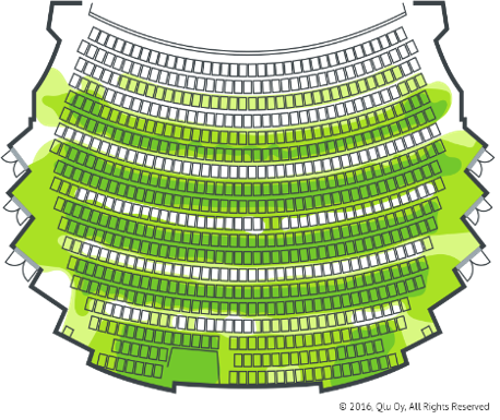 Induktiosilmukan kuuluvuuskartta Helsingin Oopperatalo.